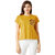 Miss Chase Women's Mustard Yellow Round Neck Continuous Short Sleeve Cotton Solid Twill Pocket T-Shirt