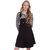 BuyNewTrend Cotton Lycra Black Dungaree Skirt with Top For Women