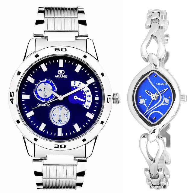 Adamo analog blue sale dial women's watch