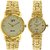 HWT Quartz Gold Plated Couple Watches Combo Pack Of 2pcs