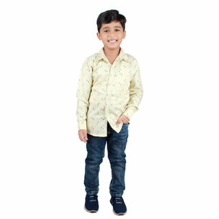                       Kid Kupboard Solid Cotton Boy's Shirt | Light Yellow | Pack of 1 | Full-Sleeves                                              
