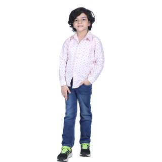                       Kid Kupboard Solid Cotton Boy's Shirt | Light Pink | Pack of 1 | Full-Sleeves                                              