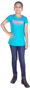 Kid Kupboard Solid Cotton Girls T-Shirt | Pack of 1 | Blue