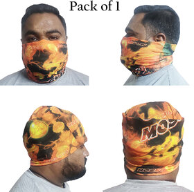 EVERUZA Bandana Mask, Bandana mask Motorcycle Riding Bandana, Headband, Head Wrap, Neck Face Mask (Orange-Yellow, 1Pc)