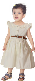 Kid Kupboard Cotton Sleeveless Baby Girl's Frock | Pack of 1 | Beige