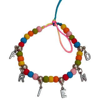                       M Men Style Friend Heart Charm Beaded  With Cotten Dori  Multicolor  Metal And Crystal Bracelet                                              