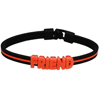                       M Men Style Friend  Charm  With Buckle  Orange  Silicone Bracelet                                              