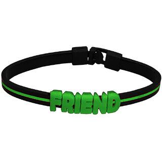                       M Men Style Friend  Charm  With  Buckle  Clasp  Green  Silicone Bracelet                                              