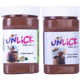 Choco Teddy's Unlick Chocolate Spread Cashew Spread - Chocolate Peanut Butter Spread Combo Pack of 2 - 300 g