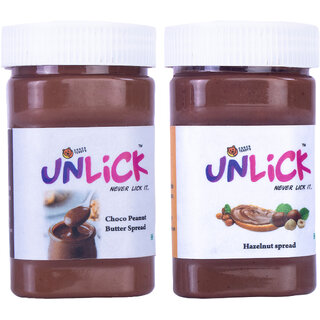Choco Teddy's Unlick Chocolate Spread Chocolate Peanut Butter Spread - Hazelnut Spread Combo Pack of 2 - 300 g