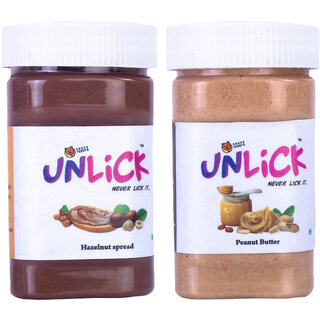 Choco Teddy's Unlick Chocolate Spread Hazelnut Spread - Peanut Butter Spread Combo Pack of 2 - 300 g