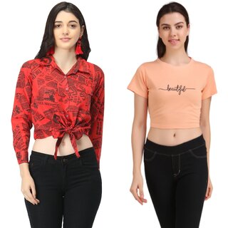                       170 GSM With Bio-Wash 100  Cotton Crop TOP and Stylish Party Wear TOP                                              
