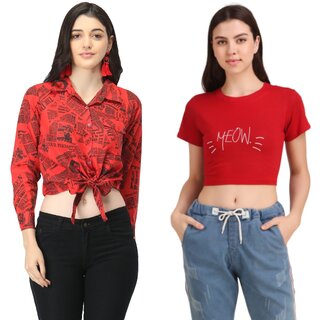                       170 GSM With Bio-Wash 100  Cotton Crop TOP and Stylish Party Wear TOP                                              