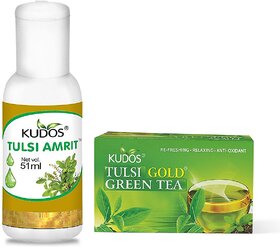 Kudos Tulsi Amrit And Tulsi Green Tea Combo Pack Of 2