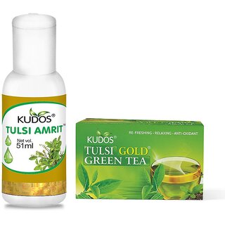 Kudos Tulsi Amrit And Tulsi Green Tea Combo Pack Of 2