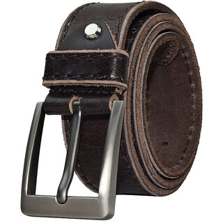                      Bawa Style Men Tan 40mm Heavy Stitch Premium Leather Belt                                              