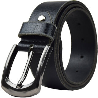                       Bawa Style Men Black 40mm Heavy Premium Leather Belt                                              