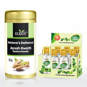 Kudos Ayush Kwath Kadha Powder And Tulsi Amrit Immunity Booster Natural Restore Quality Life Combo Pack Of 2
