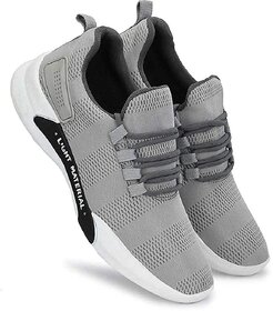DzVR Grey Mesh Light Weight Running Sports Shoes For Men