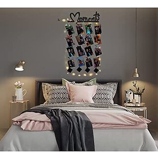 Khush Its Amazing Wood Moments With Squre LED Light Hanging Photo Display, DIY Picture Photo Frame Collage Set Includes Multi colour Clips Khush Its Amazing Wood Moments With Squre LED Light Hanging Photo Display, DIY Picture Photo Frame Collage Set Includes Multi colour Clips