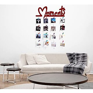                       Khush Its Amazing Wood Maroon Moments Hanging Photo Display, DIY Picture Photo Frame Collage Set Includes Multi colour Clips                                              