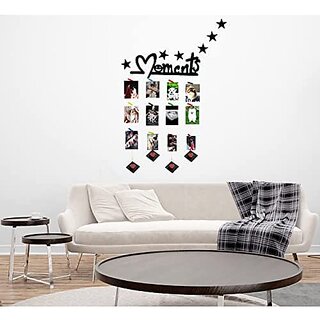                       Khush Its Amazing Home Decor Wood Moments With Squre Heart Hanging Up down Hanging Photo Display, DIY Picture Photo Frame Collage Set Includes Multi colour Clips                                              