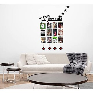                      Khush Its Amazing Home Decor Wood Moments 4 Star With Squre Heart Hanging Up Down Hanging Photo Display, DIY Picture Photo Frame Collage Set Includes Multi colour Clips                                              