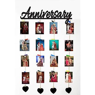 Khush Its Amazing Home Decor Wood Anniversary With Heart Hanging Photo Display, DIY Picture Photo Frame Collage Set Includes Multi colour Clips Khush Its Amazing Home Decor Wood Anniversary With Heart Hanging Photo Display, DIY Picture Photo Frame Collage Set Includes Multi colour Clips