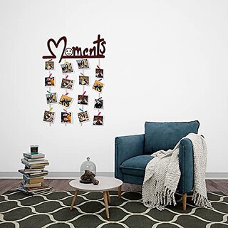                       Khush Its Amazing Home Decor Wood Brown Moments Picture Photo Frame for Wall Decor Photos Artworks Prints Multi Pictures Organizer & Hanging Display Frames with Wood Clips                                              