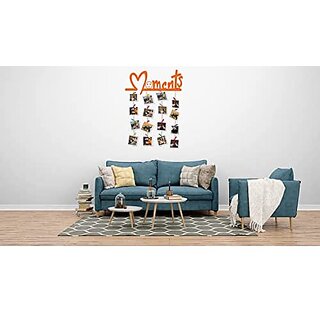                       Khush Its Amazing Home Decor Wood Orange Moments Picture Photo Frame for Wall Decor Photos Artworks Prints Multi Pictures Organizer & Hanging Display Frames with Wood Clips (Orange)                                              