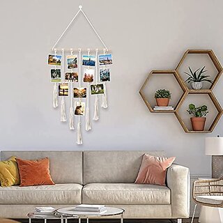 Khush Its Amazing Home Decor Wall Hanging Hand Made Photo Display VII (7) Cotton Rope,Multi Wood Clips,KWH017,Rope Khush Its Amazing Home Decor Wall Hanging Hand Made Photo Display VII (7) Cotton Rope,Multi Wood Clips,KWH017,Rope