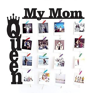 Khush Its Amazing Home Decor Wood My Mom My Queen Hanging Photo Display, DIY Picture Photo Frame Collage Set Includes Multi colour Clips Khush Its Amazing Home Decor Wood My Mom My Queen Hanging Photo Display, DIY Picture Photo Frame Collage Set Includes Multi colour Clips