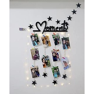 Khush Its Amazing Wood Moments With 10 Star LED Light Hanging Photo Display, DIY Picture Photo Frame Collage Set Includes Multi colour Clips Khush Its Amazing Wood Moments With 10 Star LED Light Hanging Photo Display, DIY Picture Photo Frame Collage Set Includes Multi colour Clips