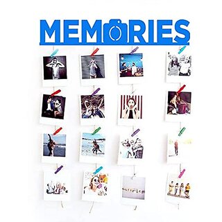 Khush Its Amazing Home Decor Wood Blue Memories Hanging Photo Display, DIY Picture Photo Frame Collage Set Includes Multi colour Clips Khush Its Amazing Home Decor Wood Blue Memories Hanging Photo Display, DIY Picture Photo Frame Collage Set Includes Multi colour Clips