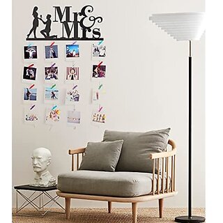                       Khush Its Amazing Wood Mr And Mrs Hanging Photo Display, DIY Picture Photo Frame Collage Set Includes Multi colour Clips                                              