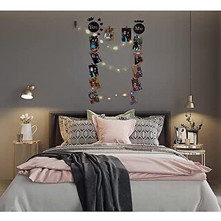 Khush Its Amazing Wood Wall Hanging Photo Display, DIY Picture Photo Frame Collage Set Includes Multi colour Clips (You And Me With Led Light) Khush Its Amazing Wood Wall Hanging Photo Display, DIY Picture Photo Frame Collage Set Includes Multi colour Clips (You And Me With Led Light)