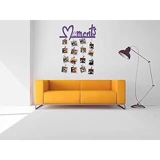                       Khush Its Amazing Home Decor Wood Violet Moments Picture Photo Frame for Wall Decor Photos Artworks Prints Multi Pictures Organizer & Hanging Display Frames with Wood Clips                                              