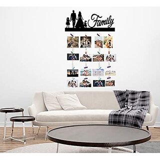                       Khush Its Amazing Wood Family Hanging Photo Display, DIY Picture Photo Frame Collage Set Includes Multi colour Clips                                              