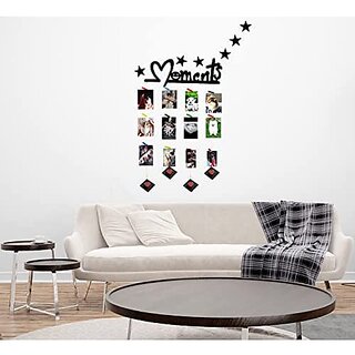                       Khush Its Amazing Home Decor Wood Moments With Squre Heart Hanging Up down Hanging Photo Display, DIY Picture Photo Frame Collage Set Includes Multi colour Clips                                              
