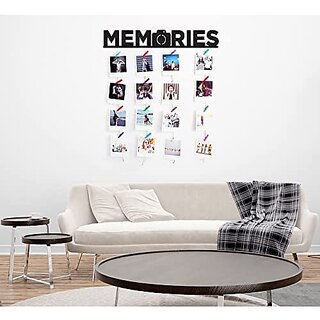                       Khush Its Amazing Home Decor Wood Memories Hanging Photo Display, DIY Picture Photo Frame Collage Set Includes Multi colour Clips                                              