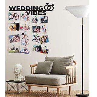                       Khush Its Amazing Home Decor Wood Wedding Vibes Hanging Photo Display, DIY Picture Photo Frame Collage Set Includes Multi colour Clips                                              