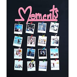 Khush Its Amazing Home Decor Wood Pink Moments Hanging Photo Display, DIY Picture Photo Frame Collage Set Includes Multi colour Clips Khush Its Amazing Home Decor Wood Pink Moments Hanging Photo Display, DIY Picture Photo Frame Collage Set Includes Multi colour Clips
