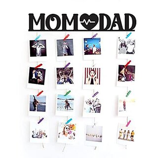 Khush Its Amazing Wood Mom Dad Hanging Photo Display, DIY Picture Photo Frame Collage Set Includes Multi colour Clips Khush Its Amazing Wood Mom Dad Hanging Photo Display, DIY Picture Photo Frame Collage Set Includes Multi colour Clips