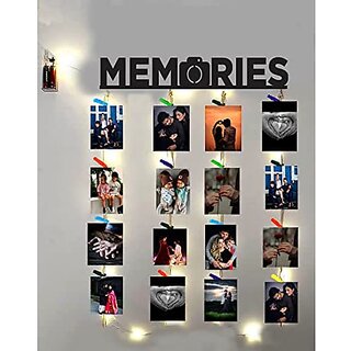 Khush Its Amazing Home Decor Wood Memories With LED Light Hanging Photo Display, DIY Picture Photo Frame Collage Set Includes Multi colour Clips Khush Its Amazing Home Decor Wood Memories With LED Light Hanging Photo Display, DIY Picture Photo Frame Collage Set Includes Multi colour Clips