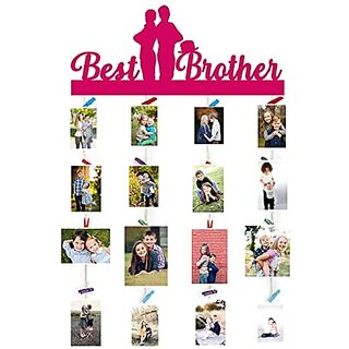 Khush Its Amazing Home Decor Wood Dark Pink Best Ever Brother Picture Photo Frame for Wall Decor Photos Artworks Prints Multi Pictures Organizer & Hanging Display Frames with Wood Clips Khush Its Amazing Home Decor Wood Dark Pink Best Ever Brother Picture Photo Frame for Wall Decor Photos Artworks Prints Multi Pictures Organizer & Hanging Display Frames with Wood Clips