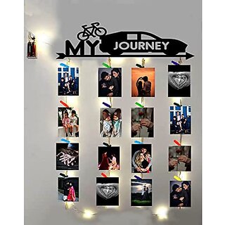 Khush Its Amazing Home Decor Wood My Journey With LED Light Hanging Photo Display, DIY Picture Photo Frame Collage Set Includes Multi colour Clips Khush Its Amazing Home Decor Wood My Journey With LED Light Hanging Photo Display, DIY Picture Photo Frame Collage Set Includes Multi colour Clips