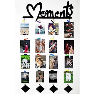 Khush Its Amazing Home Decor Wood Moments With Squre Hanging Photo Display, DIY Picture Photo Frame Collage Set Includes Multi colour Clips Khush Its Amazing Home Decor Wood Moments With Squre Hanging Photo Display, DIY Picture Photo Frame Collage Set Includes Multi colour Clips