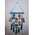 Khush Its Amazing Home Decor Wall Hanging Hand Made Black Stick With Macrame Blue 5 Line Rope And LED Light Photo Display , DIY Picture Photo Frame Collage Set Includes Multi colour Clips