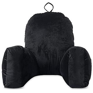                       Flipon Bearust Back Supprot Pillow  Soft Velvet Outer Cover With Inner Cover and Zipper  Grey Black Size                                              