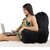 Flipon Bearust Back Supprot Pillow  Soft Velvet Outer Cover With Inner Cover and Zipper  Grey Black Size